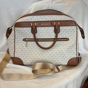 Michael Kors Brown and Cream weekender Travel Bag
